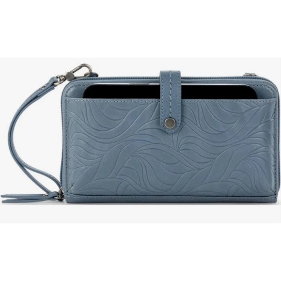 The Sak Bluish Gray Embossed Leather Wristlet/Crossbody - Picture 1 of 4